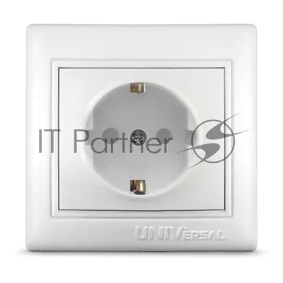 Розетка 1-м СП Севиль 16А IP32 с заземл. защ. шторки бел. UNIVersal С0049