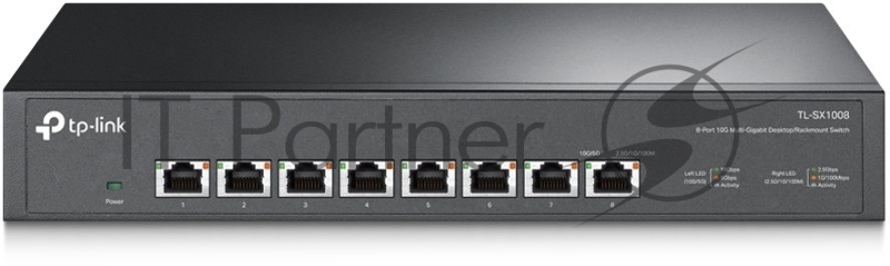 Коммутато TP-Link 8-port Desktop/Rackmount 10G Unmanaged Switch, 8 100/1G/2.5G/5G/10G RJ-45 ports,  1 Fan with intelligent speed control, 100-240 VAC, 50/60 Hz.
