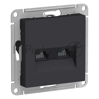 Механизм розетки компьютерной 2-м AtlasDesign RJ45 + RJ45 кат.5e карбон SchE ATN001085