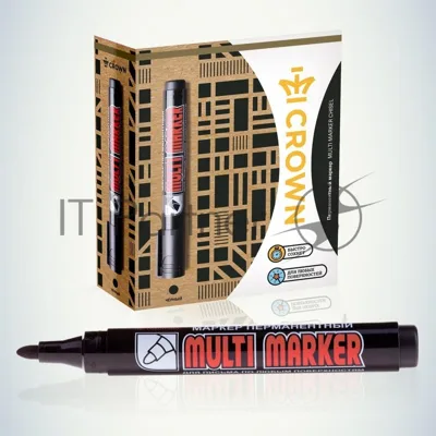 Маркер перманентный Crown Multi Marker, пулевидный 3мм, черный Б0048239