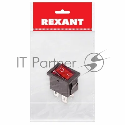 Выключатель клавишный Rexant 250V 6А (4с) ON-OFF красный с подсветкой Mini (RWB-207, SC-768)