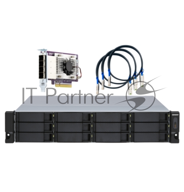 Полка расширения сетевого хранилища без дисков SMB QNAP TL-R1200S-RP SATA 6GB/s JBOD storage enclosure, 12-tray 3,5"/2,5" w/o HDD, 3 x SFF-8088, 2 PSU. Rackmount. W/o rail kit RAIL-B02