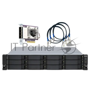 Полка расширения сетевого хранилища без дисков SMB QNAP TL-R1200S-RP SATA 6GB/s JBOD storage enclosure, 12-tray 3,5"/2,5" w/o HDD, 3 x SFF-8088, 2 PSU. Rackmount. W/o rail kit RAIL-B02