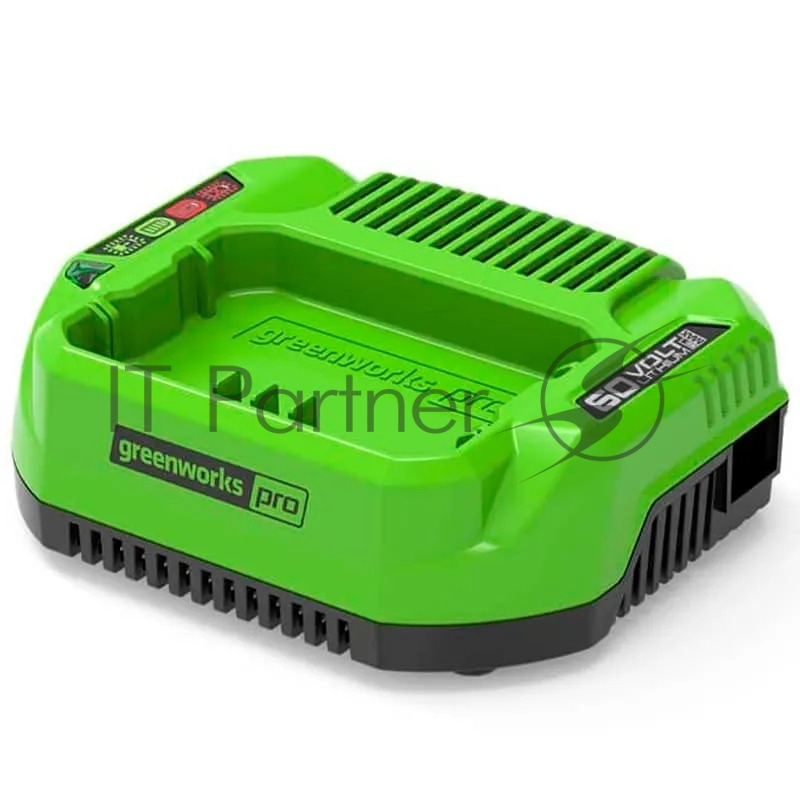 Зарядное устройство GreenWorks 60V (2932007)"Зарядное устройство Greenworks (модель) - используется для заряда аккумуляторных батарей Гринворкс 60 вольт на 2 А/ч,4 А/ч и 6 А/ч.Время зарядки данных аккумуляторов составляет: 2 А/ч = 60 минут; 4 А/ч = 120 минут.Зарядка оснащается системой автоматического отключения при достижении максимального заряда батареи для сохранения рабочих характеристик Li-Ion, а также специальным чипом, который защищает батарею от перегрева. Эти современные системы интелле