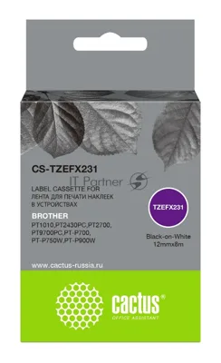 Картридж ленточный Cactus CS-TZEFX231 черный шрифт, белый фон (12 мм, 8 м) для Brother 1010/1280/1280VP/2700VP