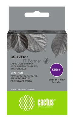 Картридж ленточный Cactus CS-TZE611 черный для Brother 1010/1280/1280VP/2700VP