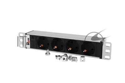 Блок роз Rem-10 без шнура с инд., 4 Sсhuko, вх IEC 60320 C14, 10A алюм. 10"