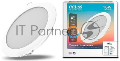 Светильник светодиодный ДВО-16Вт DIM+CCT Smart Home Gauss