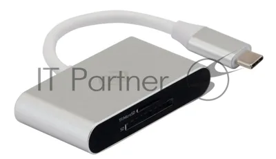 Кард-ридер Digma CR-С2501-S/серебристый/SD/TF/micro-SD/USB Type-C/алюминий