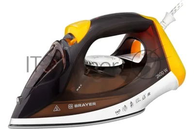 Утюг BRAYER BR4003 коричневый/белый/желтый, 2400 Вт, 25 г/мин, 140 г/мин, 330 мл