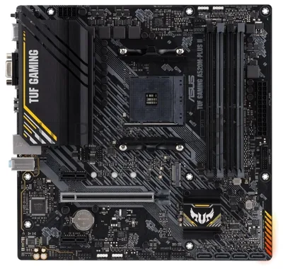 Материнская плата ASUS TUF GAMING A520M-PLUS, AM4, AMD A520, 4xDDR4, 4xSATA, 2xM.2, 1xPCIe 3.0 x16, 2xPCIe 3.0 x1, 1xVGA, 1xDVI, 1xHDMI, 1x1Gb LAN, 1xUSB-A 10Gbps, 4xUSB-A 5Gbps, 2xUSB-A 2.0, 3x3.5 мм, 7.1, mATX
