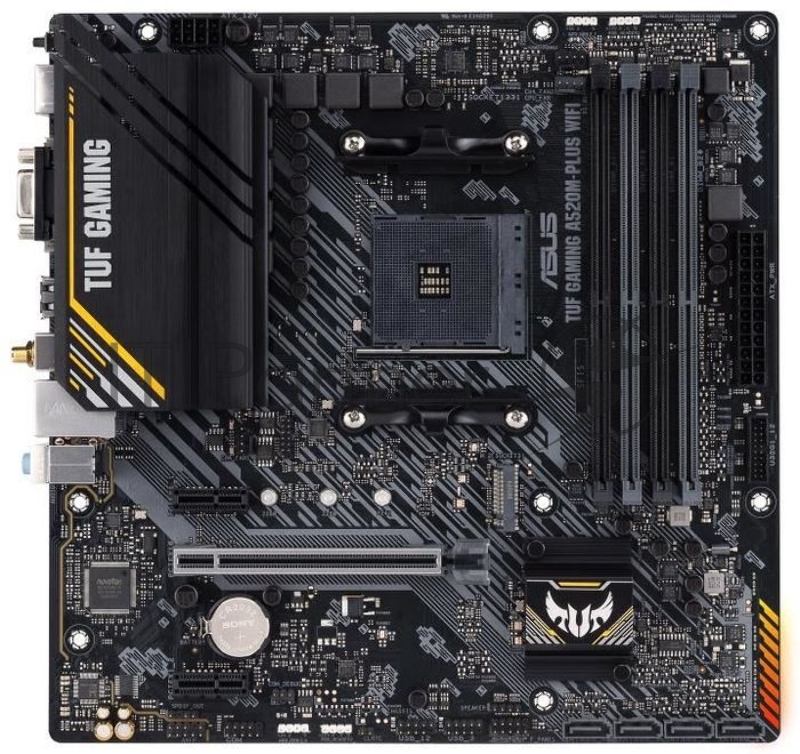 Материнская плата ASUS TUF GAMING A520M-PLUS WIFI, AM4, AMD A520, 4xDDR4, 4xSATA, 1xM.2, 1xPCIe 3.0 x16, DisplayPort, HDMI, D-Sub, 1x1Gb LAN, Wi-Fi 5, Bluetooth, 3x3.5 мм, 7.1, microATX