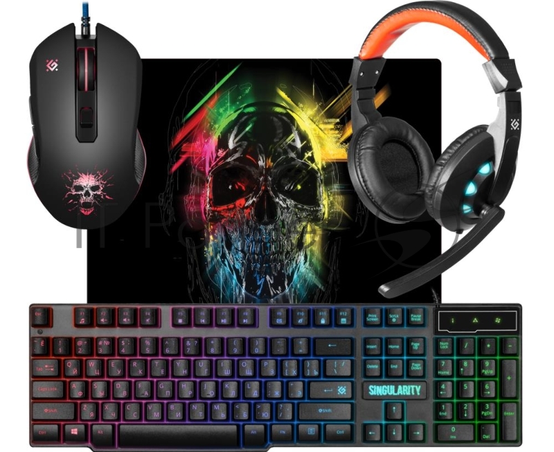 Комплект клавиатура+мышь Defender Singularity MKP-118 проводной, USB, 3200 DPI, чёрный