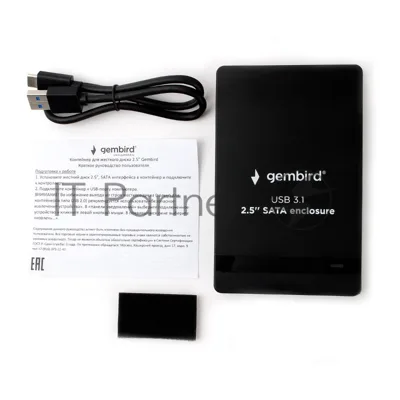 Внешний корпус 2.5" Gembird EE2-U31S-2, черный, USB Type-c, SATA, алюминий