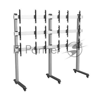 Мобильная стойка Wize Pro VWM3X3-55 для видеостены 3х3 из дисплеев 45"-50", нагрузка до 50 кг на один дисплей, max VESA 600x400, кабельный канал