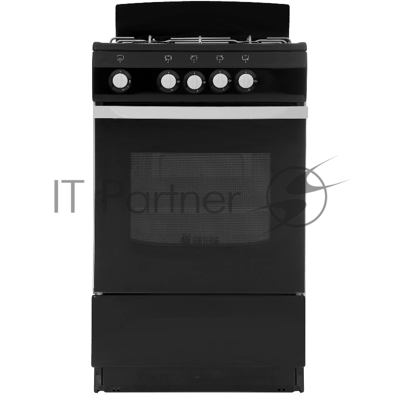 Плита газовая DeLuxe 5040.38 г (щиток) черный, конфорок 4 шт, духовка 43 л, 50 см x 85 см x 50 см