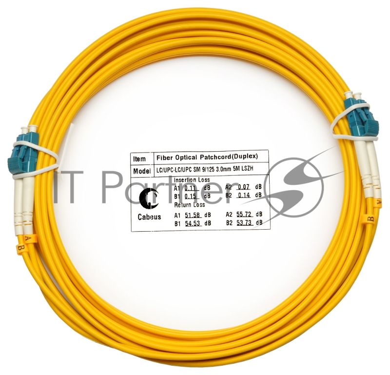 Патч-корд оптический Cabeus FOP(d)-9-LC-LC-5m duplex LC-LC 9/125 sm 5м LSZH
