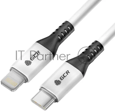 Кабель GCR 0.7m TypeC/Lightning MFI POWER DELIVERY 18 W, быстрая зарядка, белый, корпус белый, черный ПВХ, GCR-53185