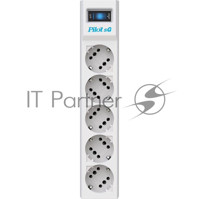 Сетевой фильтр ZIS PILOT Surge protector Pilot SG5 5 outlets (GP), 10A/2.2kVt, automatic circuit-breaker, 3 m