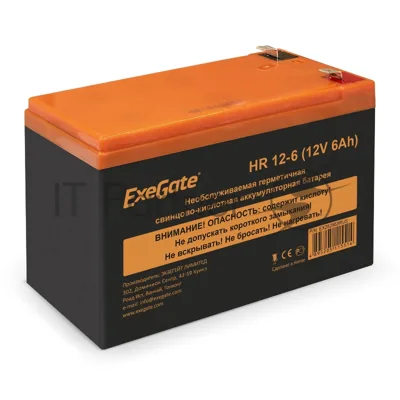 Аккумуляторная батарея ExeGate EX288653RUS HR 12-6 (12V 6Ah 1224W, клеммы F2+F1-)