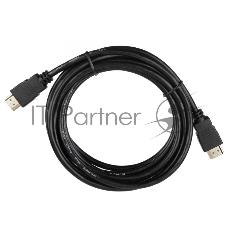 Кабель ACD-DHHM1-30B HDMI 1.4, Golden Plated,19m/19m, черный, 3м