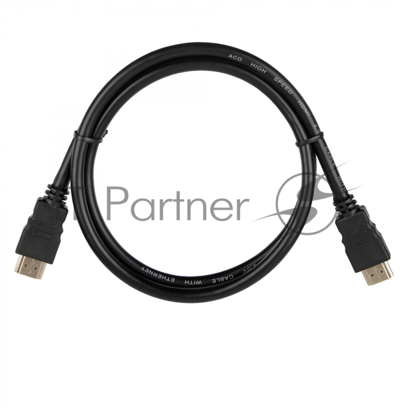 Кабель ACD-DHHM2-10B HDMI 2.0, Golden Plated,19m/19m, черный, 1м
