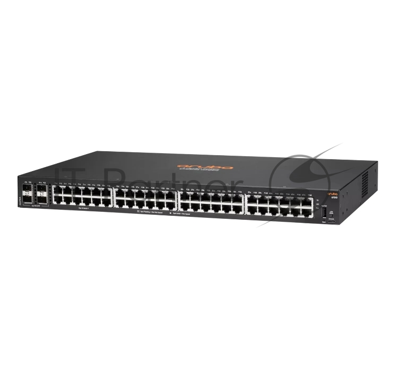 Коммутатор HPE Aruba 6100 48G 4SFP+, 48×1 Гбит/с + 4×10 Гбит/с SFP+, управляемый