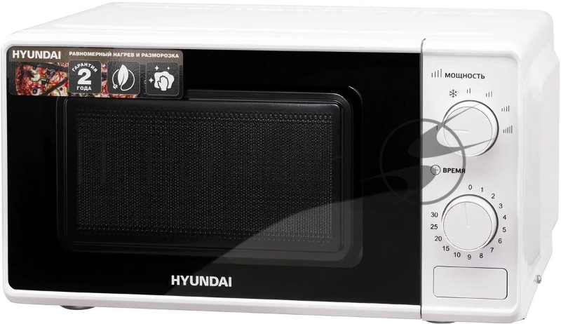 Микроволновая печь Hyundai HYM-M2044 белый, 20 л, 700 Вт, переключатели - поворотный механизм
