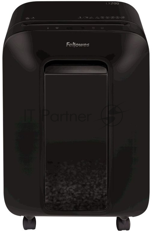 Шредер Fellowes PowerShred LX200 черный (секр.P-4)/перекрестный/12лист./22лтр./скрепки/скобы/пл.карты