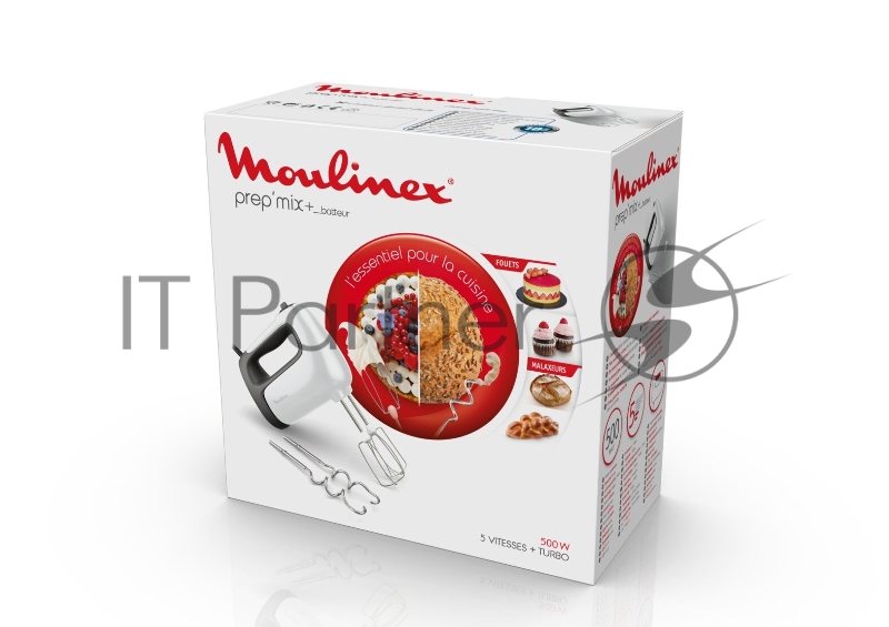 Миксер Moulinex HM460110 белый/черный, ручной, 500 Вт, 5 скоростей