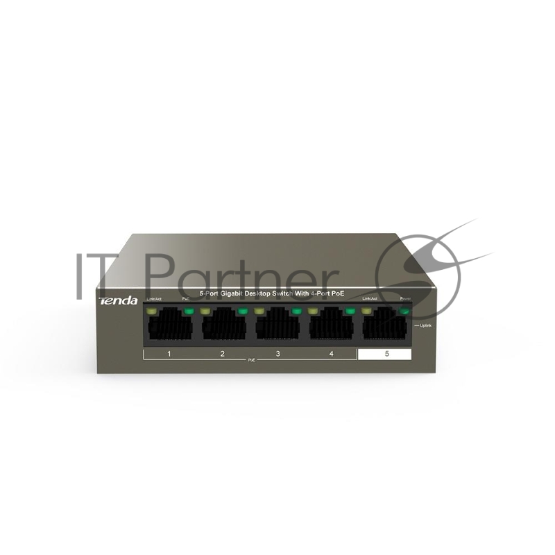 Коммутатор Tenda TEG1105P-4-63W, 4×1 Гбит/с PoE + 1×1 Гбит/с Uplink, неуправляемый