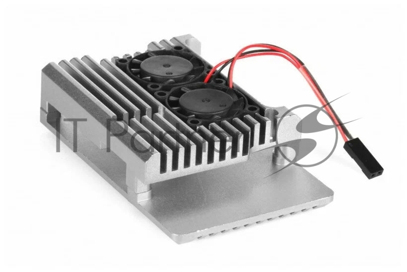 Корпус Qumo Aluminum case with double black fans, Raspberry Pi 4, silver(RS009)