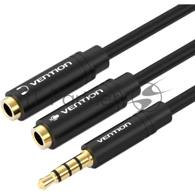 Переходник-разветвитель Vention гибкий Jack 3.5 мм M 4 pin/Jack 3.5 мм F x 2 - 0.3 м BBCBY