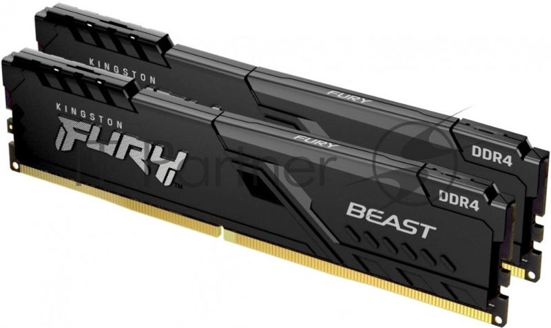 Оперативная память Kingston Fury Beast, DDR4, 16GB (2x8GB), 3200MHz, CL16, DIMM, с радиатором, черный
