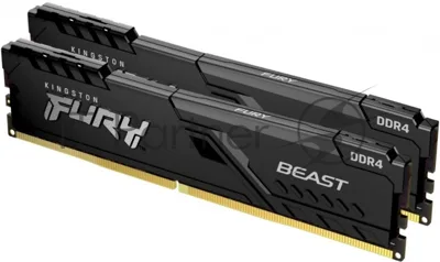 Оперативная память Kingston Fury Beast, DDR4, 16GB (2x8GB), 3600MHz, CL17, DIMM, с радиаторами, черный