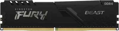 Оперативная память Kingston Fury Beast, DDR4, 32GB (1x32GB), 3600MHz, CL18, DIMM, с радиатором, черный
