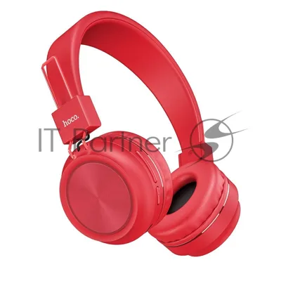 Беспроводные/проводные наушники Hoco W25 красный, полноразмерные, Bluetooth + проводной, до 12 ч.