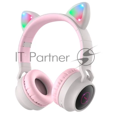 Беспроводные/проводные наушники Hoco W27 серый, накладные, Bluetooth + проводной, "кошачьи ушки", до 5 ч.
