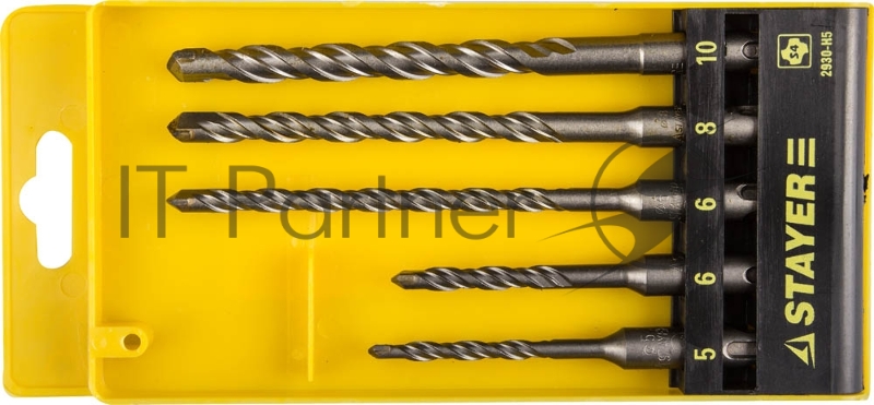 Набор буров STAYER PROFI 2930-H5 по бетону, хвостовик "SDS-Plus", 5х110; 6х110; 6х160; 8х160; 10х160мм; 5шт