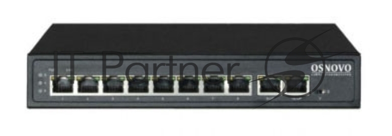 Коммутатор OSNOVO SW-21000(120W), 8×100 Мбит/с PoE + 2×100 Мбит/с, неуправляемый