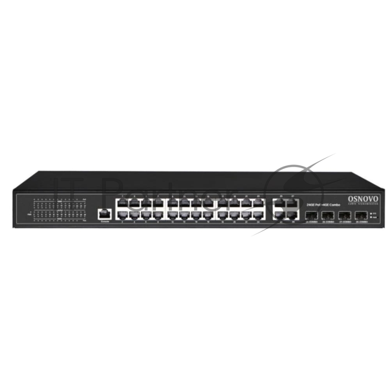 Коммутатор OSNOVO SW-8244/L(400W), 24×1 Гбит/с PoE + 4×1 Гбит/с Combo (SFP/RJ-45), управляемый