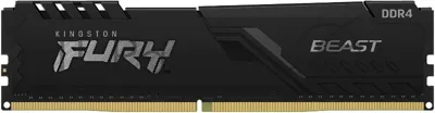 Оперативная память Kingston Fury Beast, DDR4, 32GB (1x32GB), 3200MHz, CL16, DIMM, с радиатором, черный