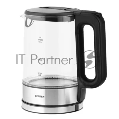 Чайник электрический Centek CT-0032 прозрачный, 1.7 л, 2200 Вт, скрытый нагревательный элемент