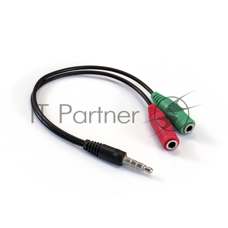 Кабель аудио Exegate EX284944RUS EX-CCA-417-0.2 (3.5мм Jack M 4pin/3.5мм Jack F Stereo+ 3.5мм Jack F микрофон, 0,2м)