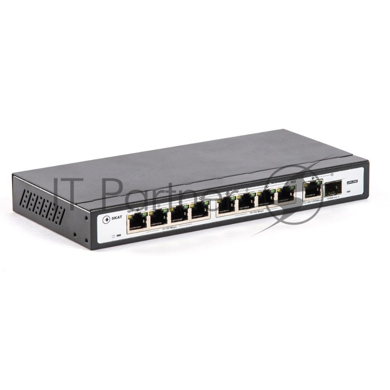 Коммутатор Бастион SKAT PoE-8E-1G-1S, 8×100 Мбит/с PoE + 1×1 Гбит/с Uplink + 1×1 Гбит/с SFP, неуправляемый
