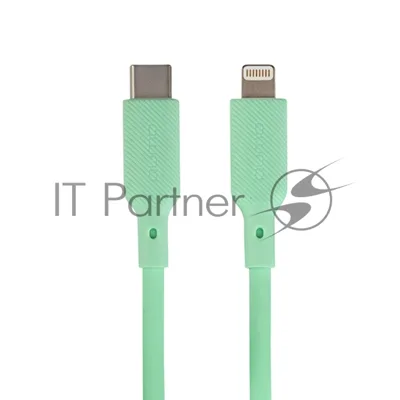 Кабель QUMO, MFI С94, Type-C на MFI Apple 8 pin, силиконовый, 1м, 2,22A, 9V, 20W, PD (зеленый)