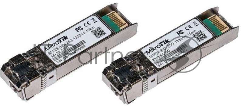 Комплект из двух SFP+ модулей Mikrotik XS+2733LC15D SFP/SFP+/SFP28 modules 1/10/25G 15km 1270nm + 1330nm