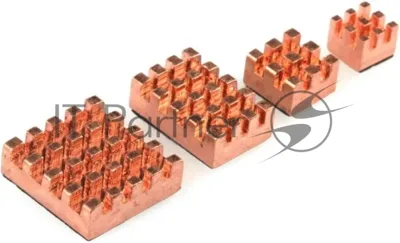 Набор радиаторов QUMO, 4 in 1 pure copper heat sink for Raspberry Pi 4B/4/3B/3/2, медь(RS015)