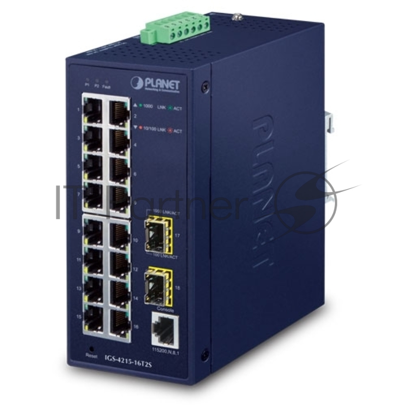 Коммутатор PLANET IGS-4215-16T2S, 16×1 Гбит/с + 2×1 Гбит/с SFP, управляемый