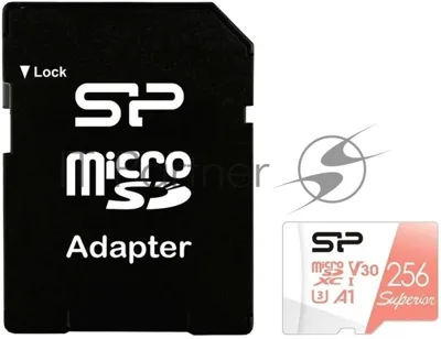 Флеш карта microSD 256Gb Silicon Power Superior A1 microSDXC Class 10 UHS-I U3 100/80 Mb/s (SD адаптер)